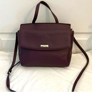 KATE SPADE Red Wine Leather Flap
Satchel Crossbody Handbag EUC